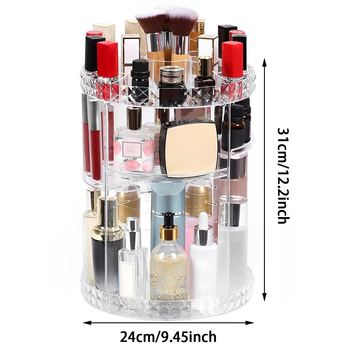 Rotating Crystal Makeup Organizer